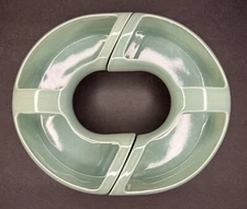 2 Kay Finch California Ceramic Planters | Signed | Vintage MCM | Semi-Circles