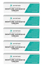 Denture Adhesive Cream 5 Pack - Extra Strong Hold with Easy Application & Mint &