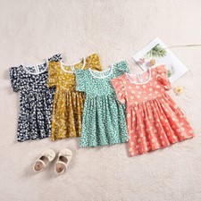 Girl  s summer dress flower printed