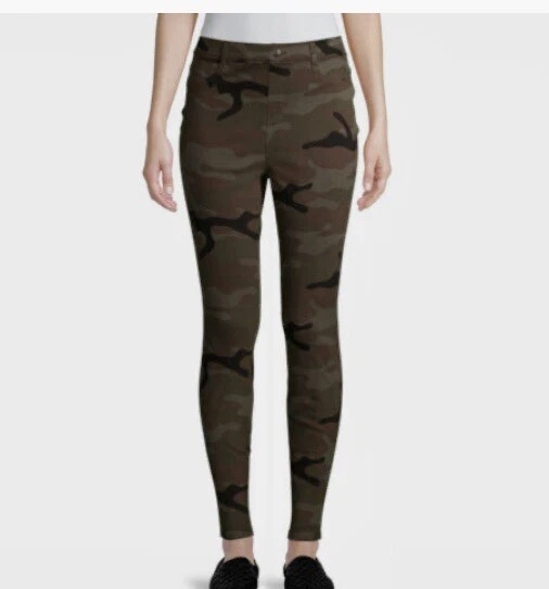 Time and Tru Women's Camo High Rise Stretch Knit Jeggings Size