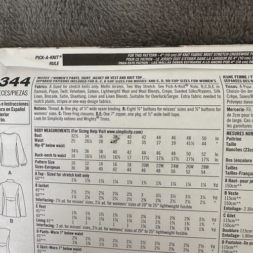 Simplicity 2344 Khaliah Ali Pattern 10-18 Jacket Pants Skirt Vest Top Career - Picture 5 of 6
