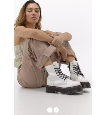 DR. MARTENS JADON BOOT SMOOTH LEATHER PLATFORMS IN WHITE SMOOTH
