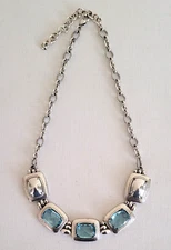 BRIGHTON Balanced Aqua Blue Crystal Necklace Your True Color Collar Lobster Claw