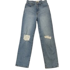 Madewell Women's Size 25 The Perfect Vintage Straight Jean Blue Denim Distressed