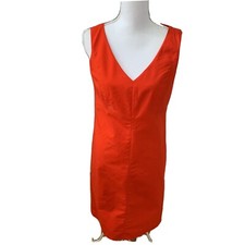 Talbots Womans Orange Sleeveless V Neck Career Sheath Dress size 8