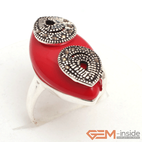 Assorted Gemstone Charm Ring Marquis Marcasite Beads Silver Jewelry Size #7-#9 - Picture 15 of 36