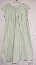 Earth Angels Y2K Nightgown M Mint Green Cottagecore Lace Embroidered Satin Trim