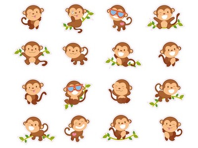 1 x Aufkleber Affen Sticker Set Affe Monkey Kinderaufkleber Geschenk Zoo Fun Gag