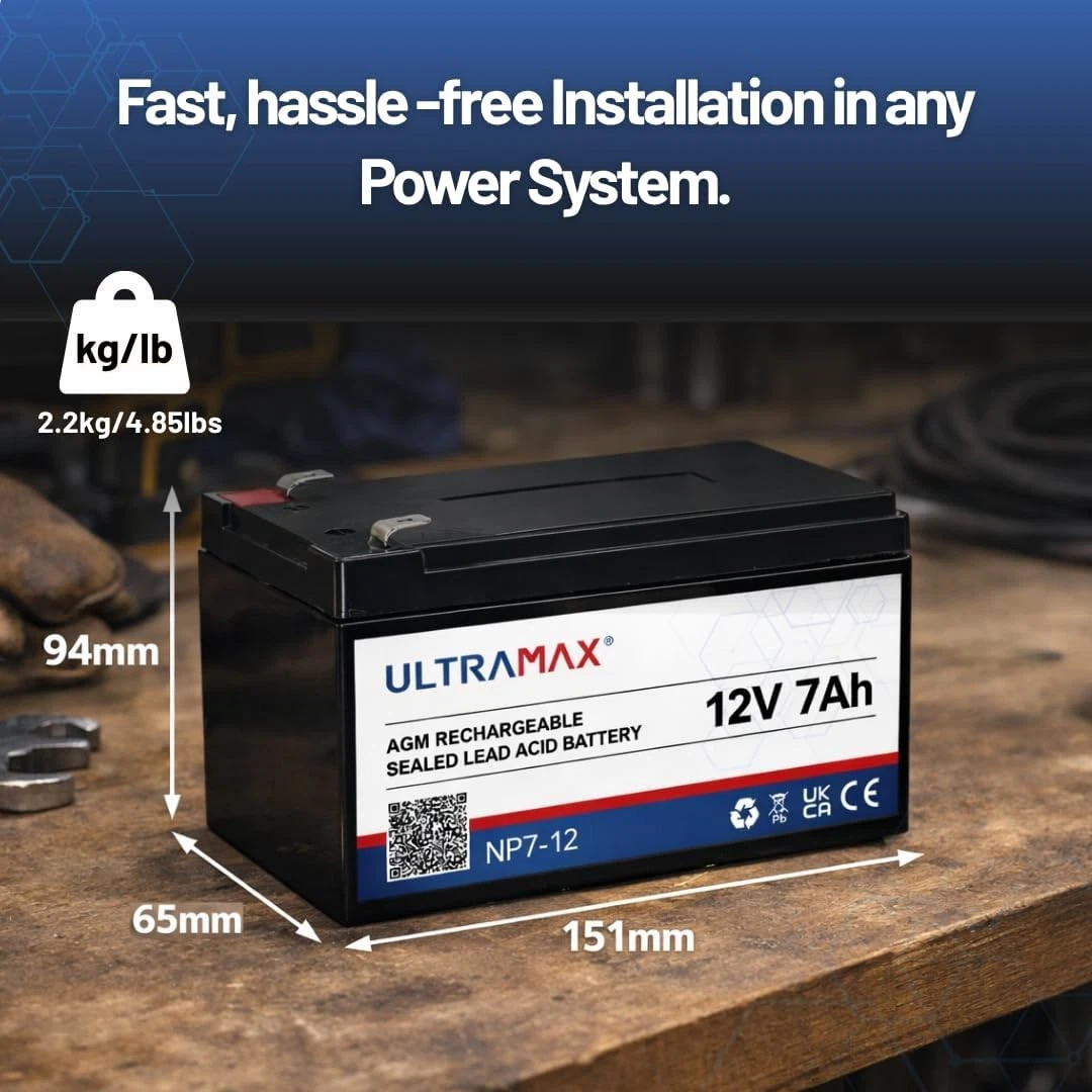 Ultramax NP7-12 Battery Dimensions