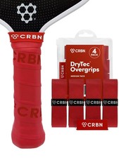 CRBN Pickleball, Drytec  Overgrips, Pickleball Paddle One Size, Red - 4 Pack