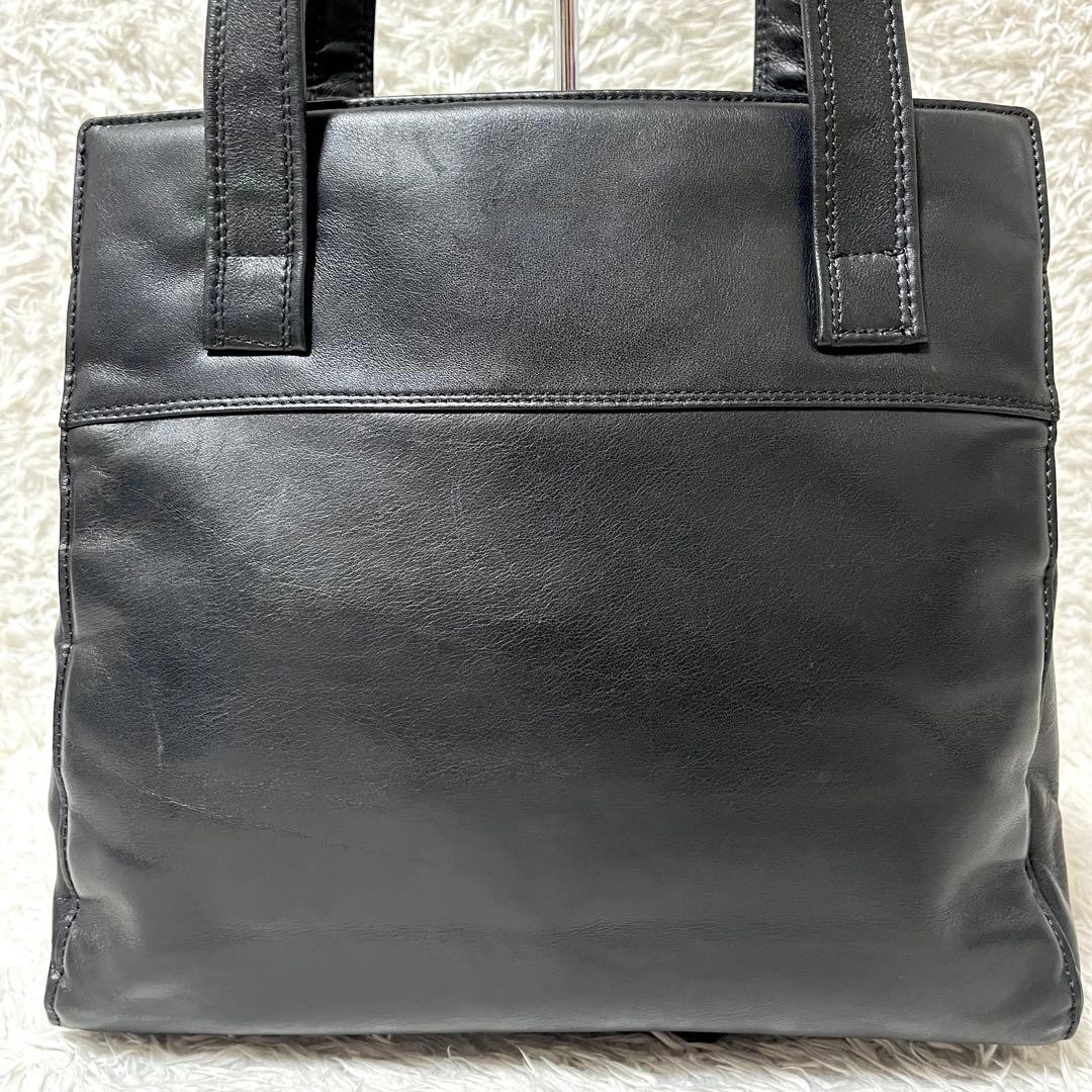 GIANNI VERSACE Leather HandBag Tote Bag Medusa Embossed Silver Hardware Black thumbnail 5