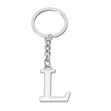 1 x Initial Letter Key Chain Letter L Key Chain Pendant Key Ring Silver