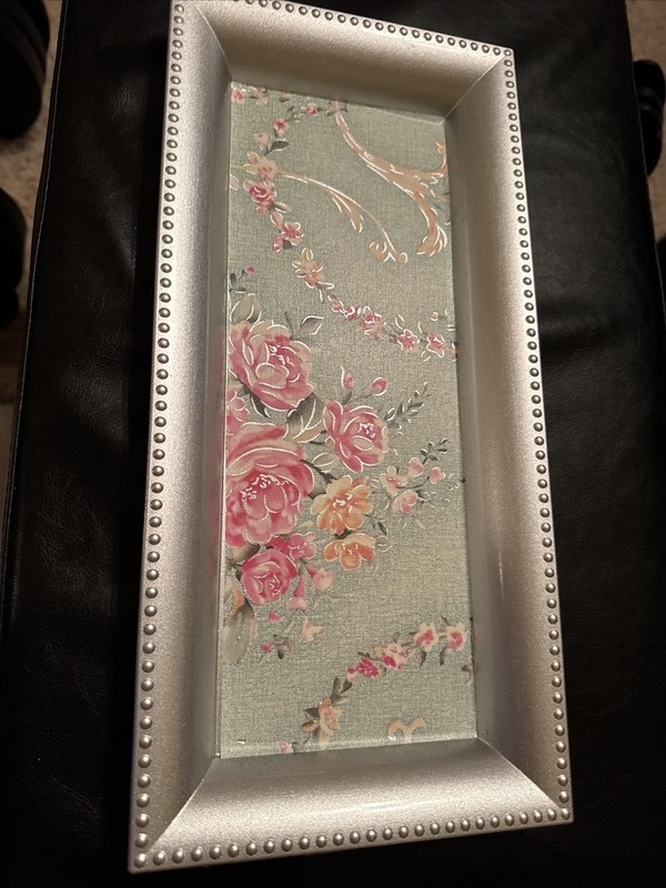 Small Rectangular Floral Metal Tray