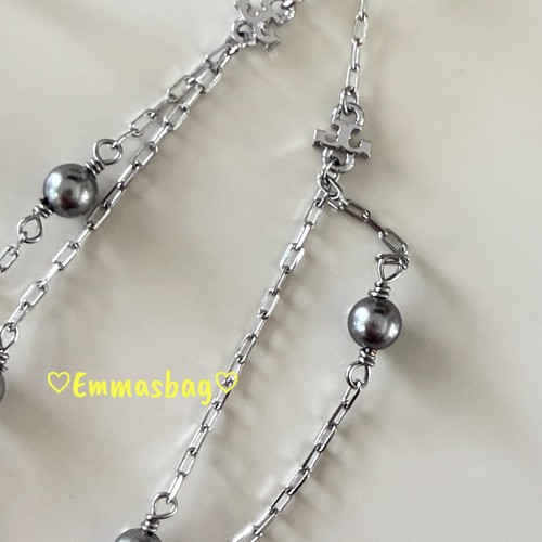 Tory Burch Pearl Double Slider 175488 Tory Silver / Gray Pearl $165 - Picture 13 of 17