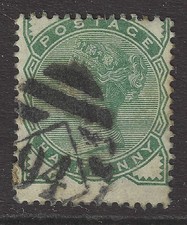 GB Queen Victoria Half Penny Deep Green Used (SG164) perf 14 WMK, Crown type 23