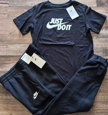 NWT Nike Boys/Kids YLG Black/White JUST DO IT Jogger Pants Set Large