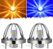 Partsam 2Pcs Dual Color Amber/Blue LED Glass Lens Watermelon Lights Patented ,