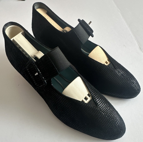 Thierry Rabotin Black Leather Pointed Toe Pump Buckle Strap US 6.5 EU 37