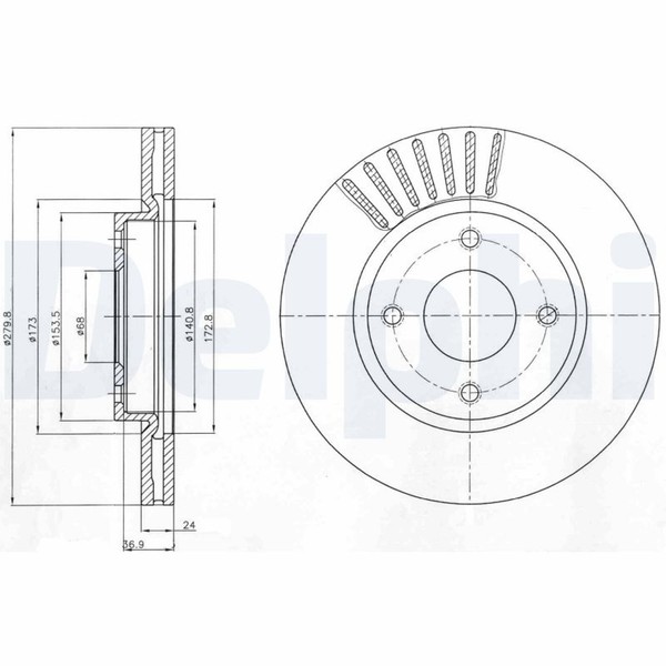 2X Delphi Bremsscheibe BG4337 FüR Nissan Tiida C11 SC11 Cube Z12 Sentra 6 B16-image