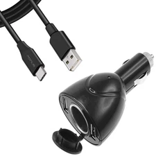 2-Port USB Charger 6ft Type-C Cable Power Cord DC Socket for Smart Phones