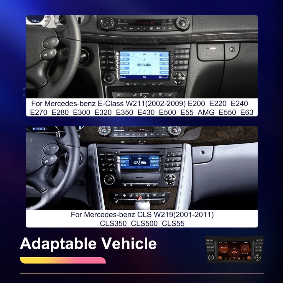 64GB Carplay Autoradio Android 15 GPS Navi Für Mercedes Benz E-Klasse W211 W219 - Bild 3 von 4