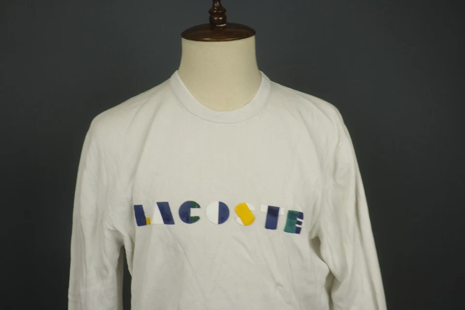 Sudadera Pullover Lacoste Blanca 100% Algodón Manga Raglán Cuello Redondo Talla 6 Foto 2 de 4