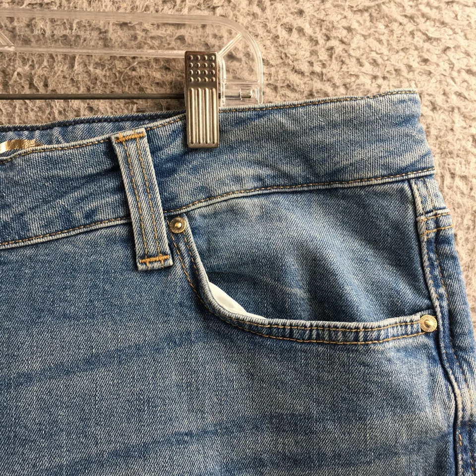 Pantalones de mezclilla Seven7 Marilyn Boyfriend para mujer 18 W azul mezcla de algodón tiro alto cremallera mosca Foto 4 de 4