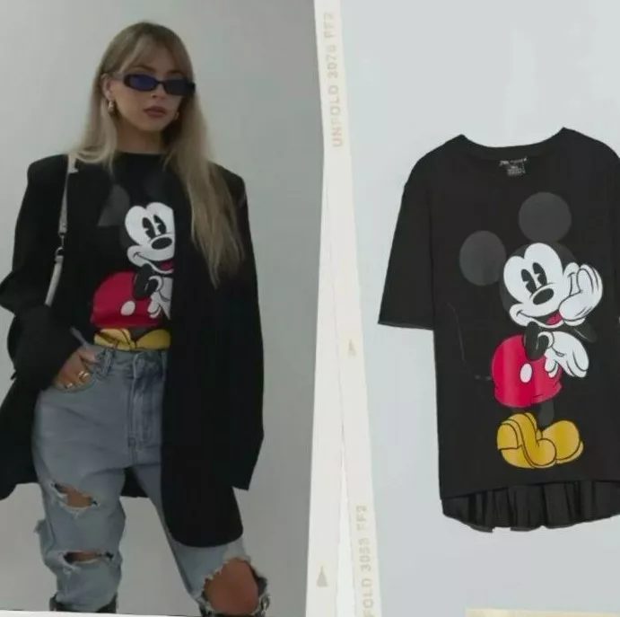 ZARA MICKEY MOUSE DISNEY T SHIRT S M REF. 1131 010