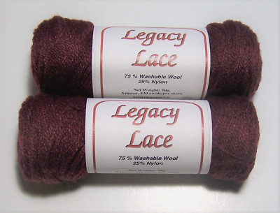 LOT of 2 balls Brown Sheep LEGACY LACE Knitting Yarn #30 PINOT NOIR CRANBERRY