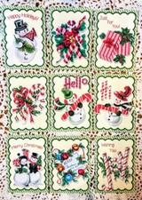 Set 9 Greeting Card Toppers Vintage Christmas Holidays Card Making Crafts 188N