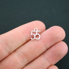4 Number 55 Charms Silver Plated - SC3863