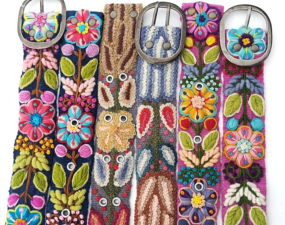 Cinturón bordado floral colorido, cinturones bordados de lana, HECHO A MANO CUSCO Foto 2 de 4