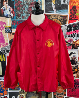 Vintage 80s Red Greater Medford Rotary Oregon Windbreaker Jacket  