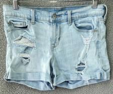 Old Navy Boyfriend Women's Mid Rise Light Colored Distressed Jean Shorts Size 6