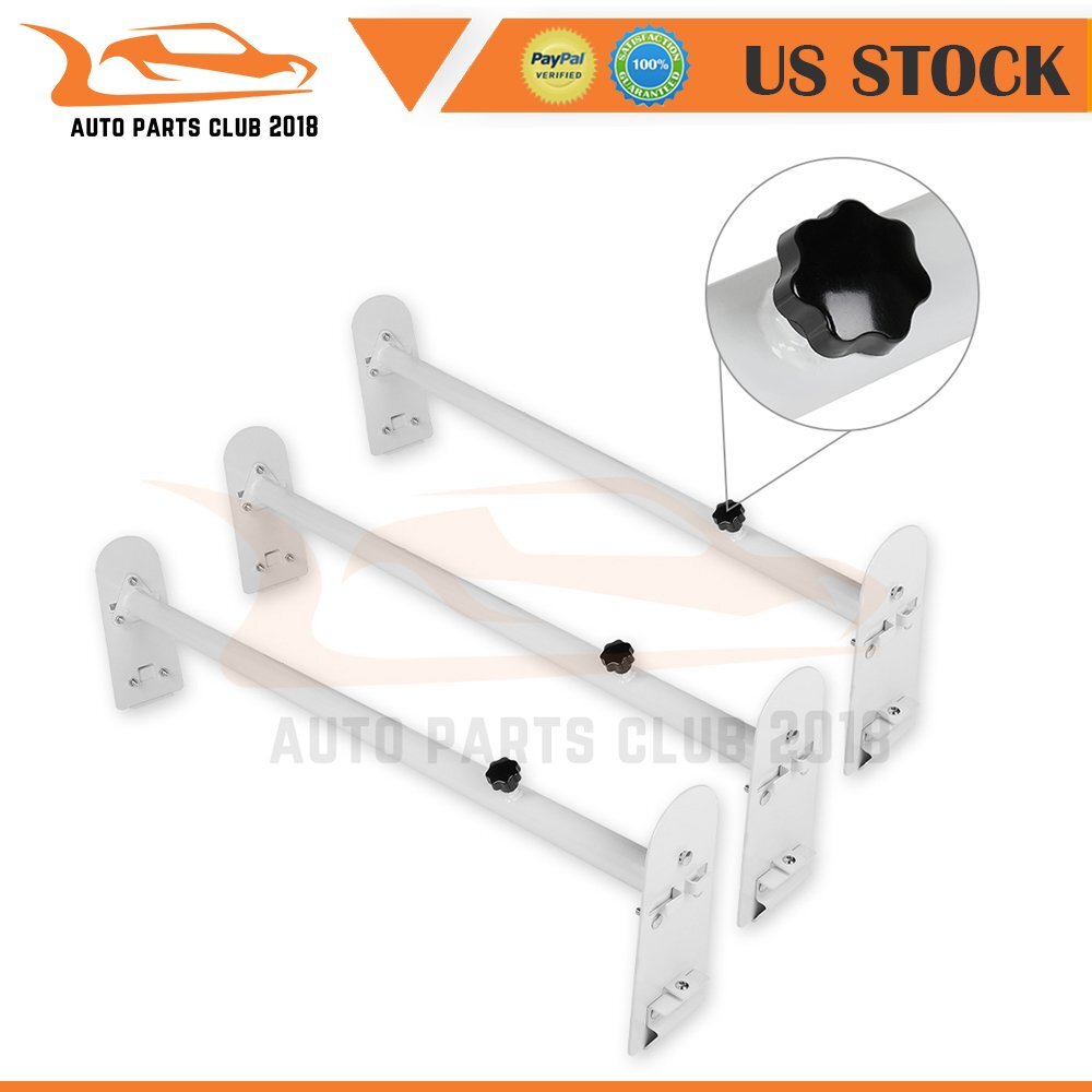 750lb set VAN 3 Bar Van Roof Ladder Rack Heavy Duty Steel White CAR Top Carrier