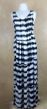 Hem & Thread Black & White Rayon Tie Dye Maxi Dress Boho Hippy Festival S