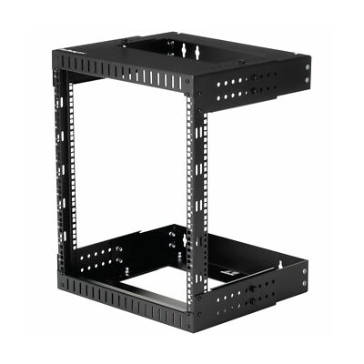 StarTech.com 2-Post 12U Heavy-Duty Wall Mount Network Rack, 19'' Open Frame Se...