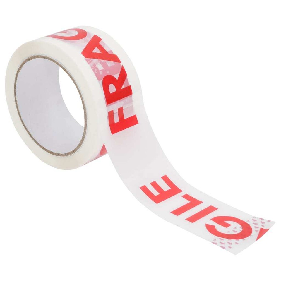 Nastro Da Imballaggio FRAGILE 48mm X 50m - 12 Rotoli Con Adesivo Forte E Silenzioso