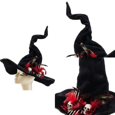 Comfortable Witch Hat with Skull Applique Halloween Adult Headpieces