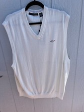 GREG NORMAN Comfort Luxury Style White Golf V-neck Sweater Vest Cotton Sz XXL