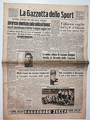 Gazetta Dello Sport 15 Août 1961 – Abdul Burruni, Ferrari GP Pescara, Journal Vintage