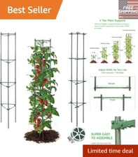 74-Inch Rust-Resistant Tomato Cages with 164FT Tie for Garden Use