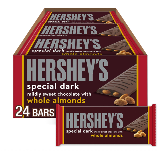 HERSHEY'S SPECIAL DARK Chocolate with Almonds Candy Bars, oz (24 Count)