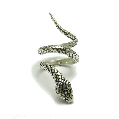 Langer Sterling Silber Ring Schlange massiv 925 R001643 Kaiserin Handarbeit nickelfrei