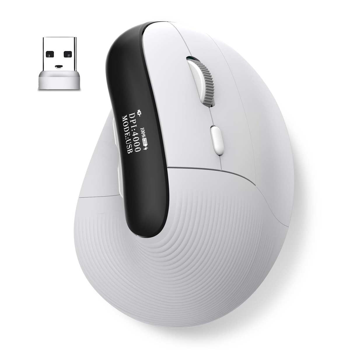Wireless Ergonomic Vertical Mouse with OLED Screen Display for