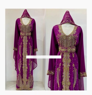 Handgefertigtes langes Kleid Eid Party neuer marokkanischer Dubai Kaftan Abay...