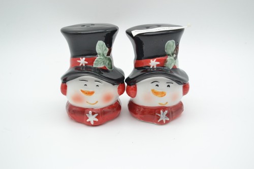 Christmas Snowman Ceramic Salt and Pepper Shaker Set - 第 1/6 張圖片