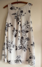 Athmosphere sleveles whte dress with black roses size 10