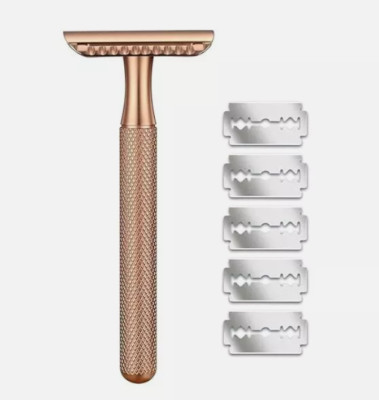 WEIDI LONG HANDLE DOUBLE EDGE SAFETY RAZOR FOR MEN'S WET SHAVE GOLD !