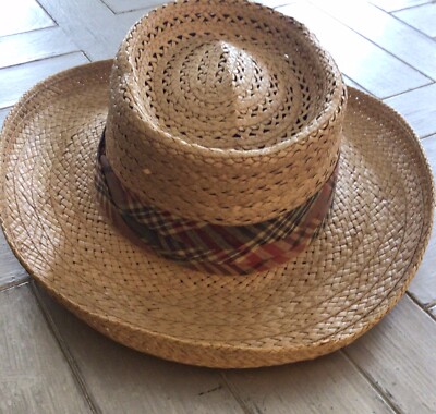 Genuine-MACORA-Straw-Rolled Brim-Madras Plaid